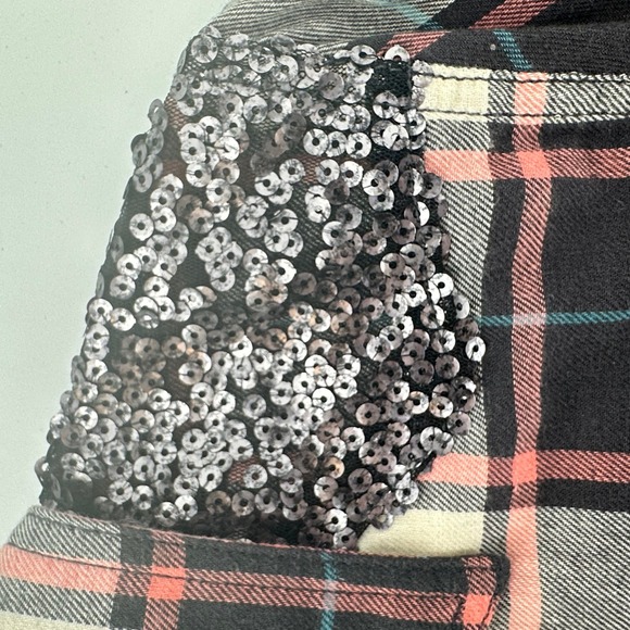 Harley Davidson Womens Flannel Plaid Button Down Shirt Sequins M - Picture 3 of 11